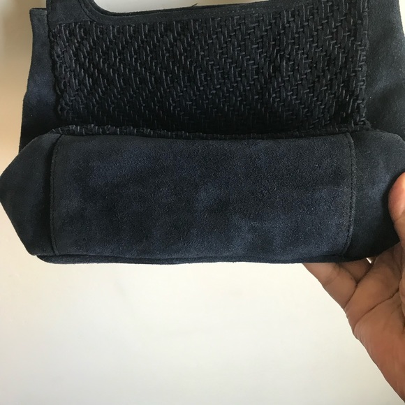 Liz Claiborne Blue Suede Bag Woven Suede Front - Picture 5 of 7